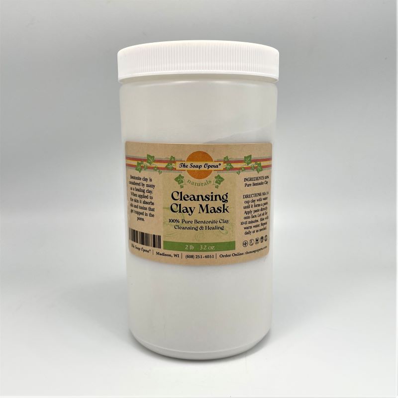 cleansing bentonite clay face mask clarifying no clog pores spa night 2 pound jar gray white