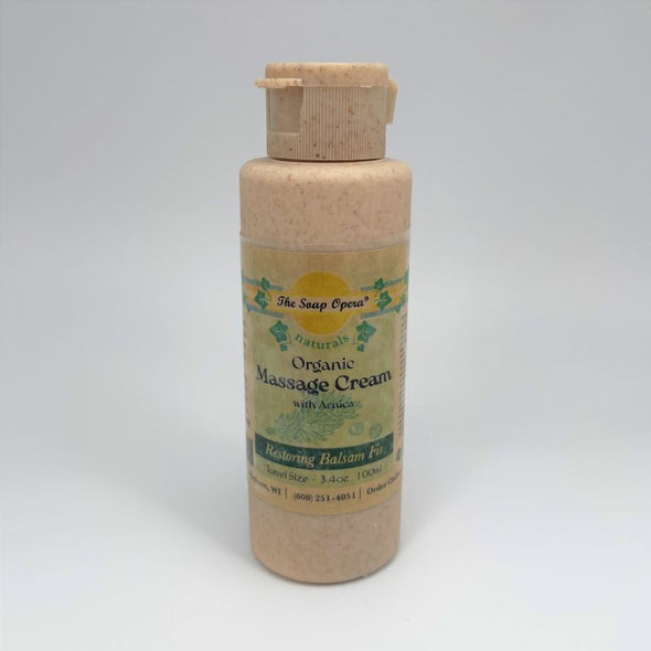The Soap Opera Naturals Organic Massage Cream Travel Size 3.4oz 100ml - Restoring Balsam Fir