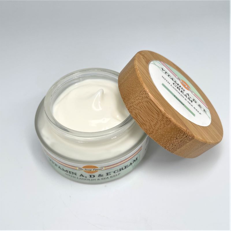the soap opera vitamin a d e face facial cream 3.5oz unscented gentle formula for sensitive skin day and night lotion moisturizer in glass jar with bamboo lid eco friendly
