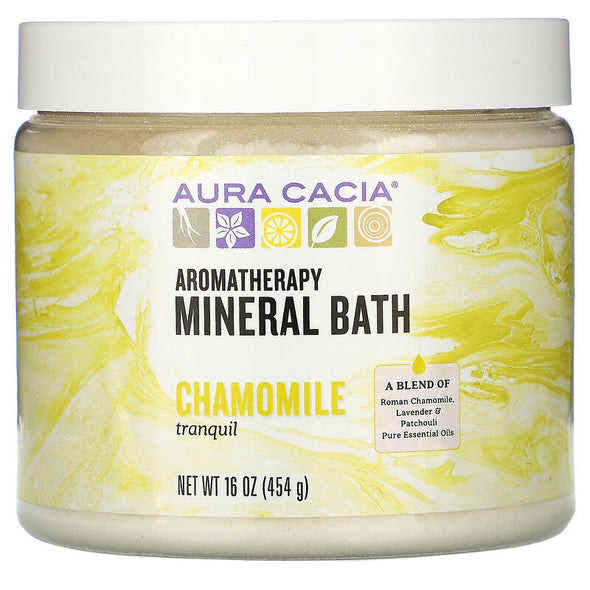 Aura Cacia Mineral Bath Jar 16oz 454g - Tranquil Chamomile