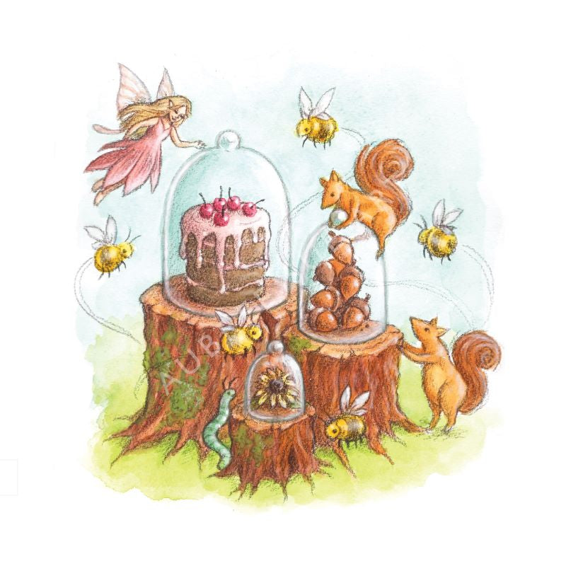 Aubree Sue Art Greeting Card - "Woodland Sweets" Fairy Party