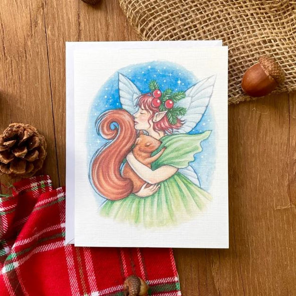 Aubree Sue Art Holiday Greeting Card - "Winter Fairy"