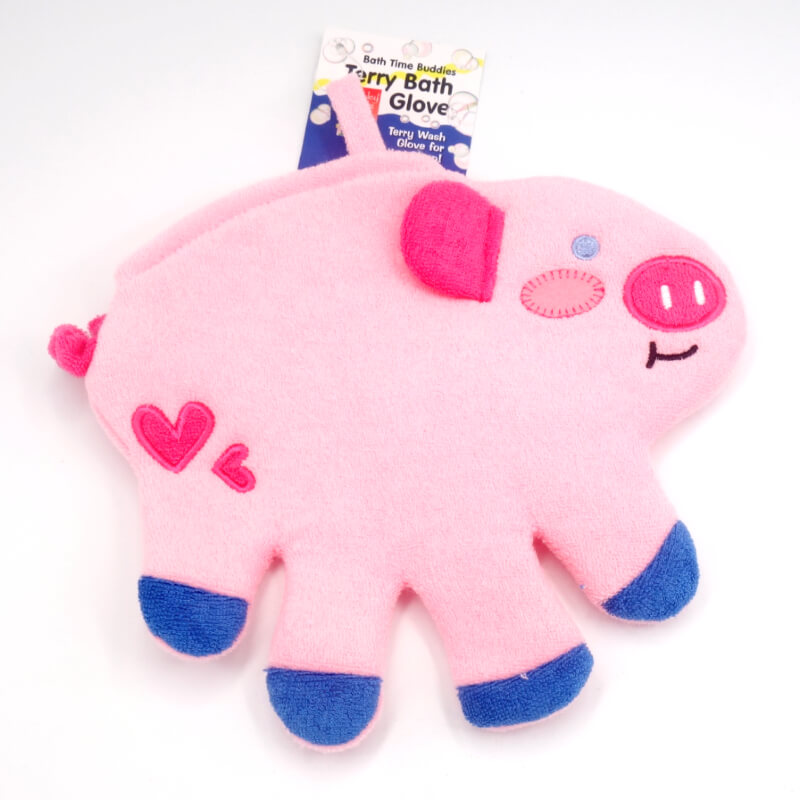 Kingsley Pink Pig Terry Wash Mitt