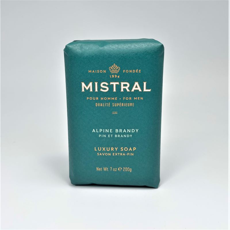Mistral Men's Luxury French Bar Soap 7oz 200g - Alpine Brandy