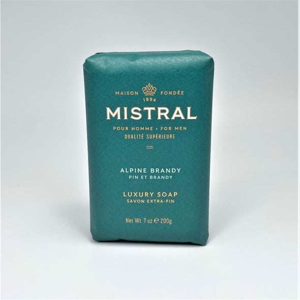 Mistral Men's Luxury French Bar Soap 7oz 200g - Alpine Brandy