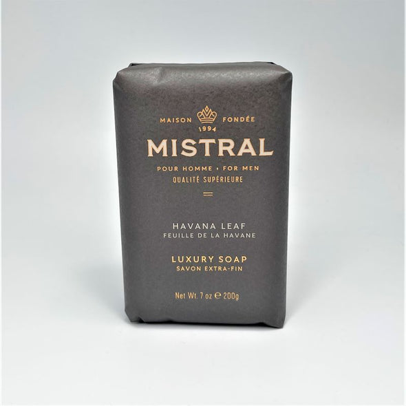 Mistral Men's Luxury French Bar Soap 7oz 200g - Havana Leaf
