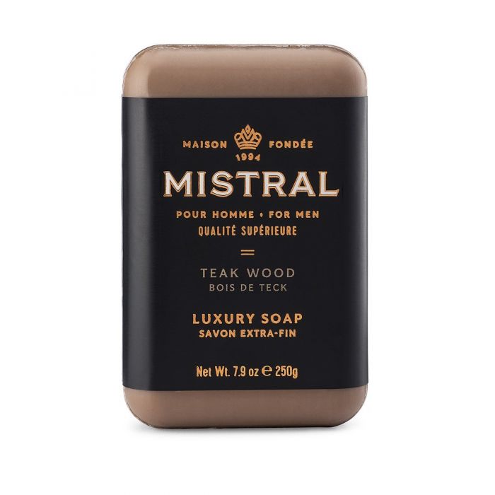 Mistral Men Good Smelling Bar Soap Brown Teak Wood