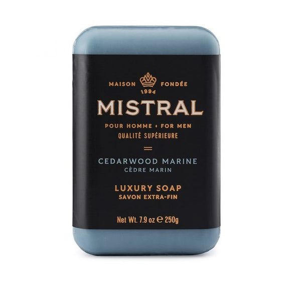 Mistral Men Good Smelling Bar Soap Blue Cedarwood Marine