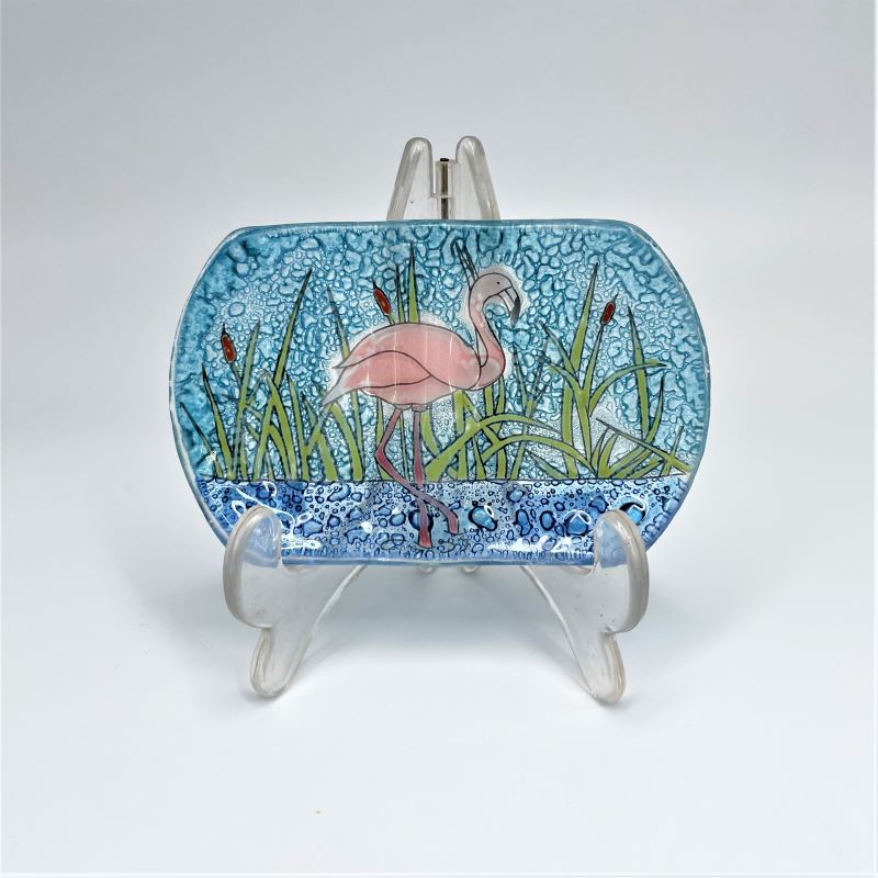 PamPeana Handmade Glass Soap Dish - Flamingo