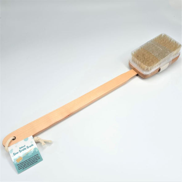 the soap opera natural wood boar bristle bath brush with handle for back body skin exfoliating shower care