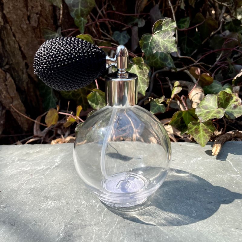 Round Design Clear Glass Perfume Bottle 4.3oz 128ml with Spray Pump -  Vintage Style Bulb
