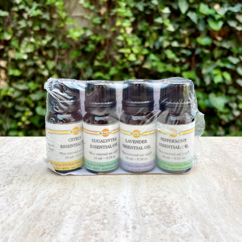The Soap Opera Essential Oil Starter Kit has our four most popular essential oils. If you are new to essential oils this is a great place to start!