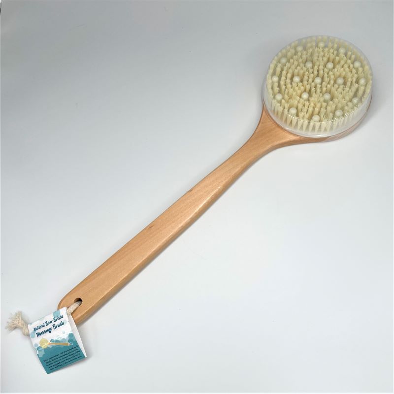 the soap opera natural wood boar bristle bath brush with handle for back body skin exfoliating shower care with massage nubs