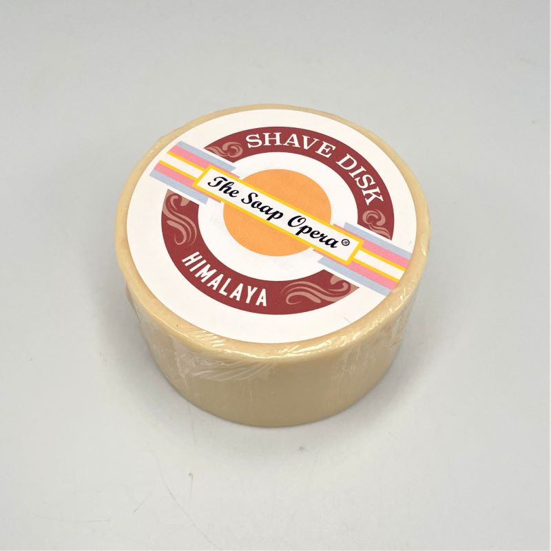 shave soap disk for men in himalayan shea scent musky mug size