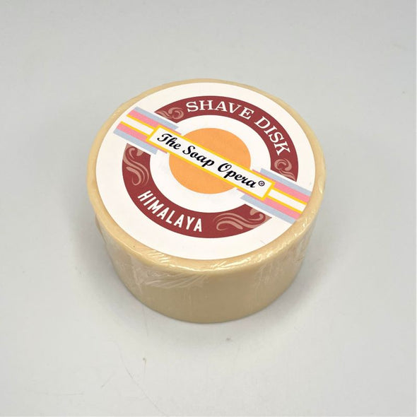 shave soap disk for men in himalayan shea scent musky mug size